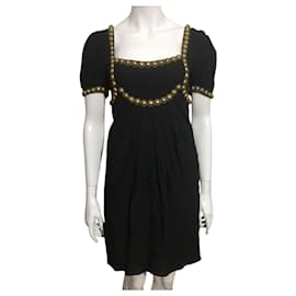 Temperley London-Temperley silk dress with metal embellishments-Black,Golden