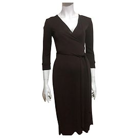 Diane Von Furstenberg DvF Original Vintage Wickelkleid Braun Schokolade