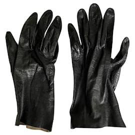 Autre Marque-Black leather gloves-Black