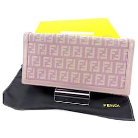 Fendi-Fendi Long Wallet Zucchino Purple x Beige FENDI Long Wallet Wallet Storage Brand Wallet Unisex Accessories Gifts Quick Shipping Stock Disposal-Beige,Purple