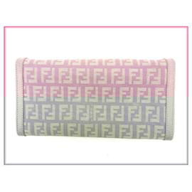 Fendi-Fendi Long Wallet Zucchino Purple x Beige FENDI Long Wallet Wallet Storage Brand Wallet Unisex Accessories Gifts Quick Shipping Stock Disposal-Beige,Purple