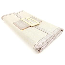 Fendi-[Used] Fendi long wallet Zippered long wallet Zucchino Pink Beige Canvas x Leather-Pink,Beige