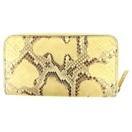 Fendi-[Used] Fendi Long Wallet Round Zipper Python Beige Leather FENDI Long Wallet Wallet Storage Brand Wallet Unisex Accessories Gifts Quick Shipping Stock Disposal-Beige