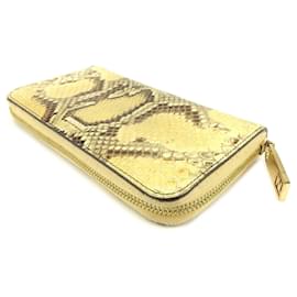 Fendi-[Used] Fendi Long Wallet Round Zipper Python Beige Leather FENDI Long Wallet Wallet Storage Brand Wallet Unisex Accessories Gifts Quick Shipping Stock Disposal-Beige