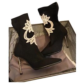 Alexander McQueen Black Cloth Boots 38 Black
