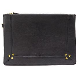 NEW JEROME DREYFUSS POPOCHE M POUCH BLACK LEATHER NEW LEATHER POUCH Black