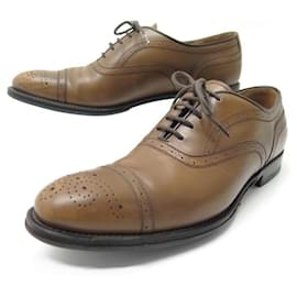 Church's-CHURCH'S RICHELIEU LEEK BOUTS FLEURIS SHOES 37.5 BROWN LEATHER SHOES-Brown