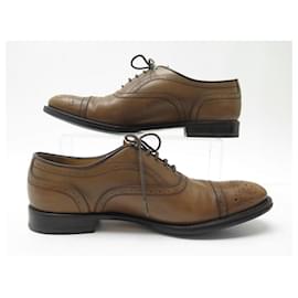 Church's-CHURCH'S RICHELIEU LEEK BOUTS FLEURIS SHOES 37.5 BROWN LEATHER SHOES-Brown