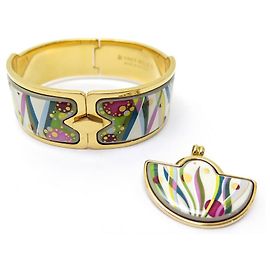 FREY WILLE PULSEIRA ROYAL ESMALTE DOURADO + PENDENTE DE MEIA LUA PEQUENA + CAIXA Dourado