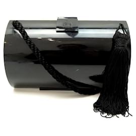 Lanvin-LANVIN MINAUDIERE DU EVENING ARPEGE BLACK HANDBAG + HAND BAG CLUTCH BOX-Black