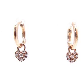 NUOVO ORECCHINO DJULA CREOLE CUORE ORO ROSA 18ORECCHINI K E DIAMANTI D'oro