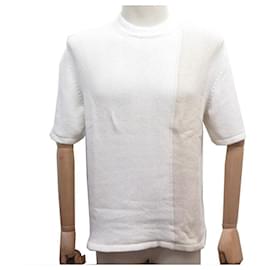 Hermès-HERMES SWEATER MOTIF H SHORT SLEEVES M 48 WHITE COTTON COTTON SWEATSHIRT-White