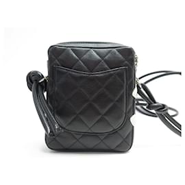 Chanel-CHANEL HANDBAG CAMBON POUCH IN BLACK QUILTED LEATHER BANDOULIERE BAG-Black
