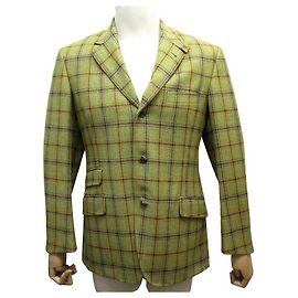 Hermès NEW HERMES M JACKET 48 GREEN CHECK WOOL L510 NEW WOOL JACKET Green