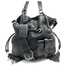 BOLSA LANCEL PREMIER FLIRT MM BOLSA BANDOULIERE DE COURO VERDE CROCO Verde