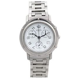 Hermès HERMES CLIPPER CL WATCH1.910 38 MM CRONÓGRAFO QUARTZO AÇO RELÓGIO Prata
