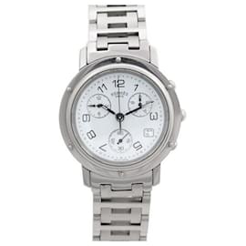 Hermès-HERMES CLIPPER CL WATCH1.910 38 MM CHRONOGRAPH QUARTZ STEEL WATCH-Silvery