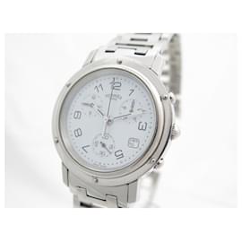 Hermès-HERMES CLIPPER CL WATCH1.910 38 MM CHRONOGRAPH QUARTZ STEEL WATCH-Silvery