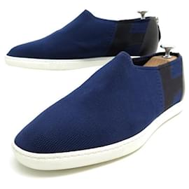 Hermès-NEW HERMES SNEAKERS OXYGEN SHOES 40.5 BLUE CANVAS SNEAKERS SHOES-Navy blue