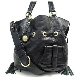 BOLSA LANCEL PREMIER FLIRT MM BOLSA BANDOULIERE DE COURO PREMIER CROCO EM FORMA DE COURO Preto