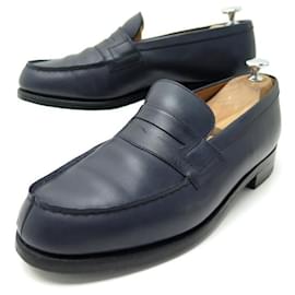 JM Weston-JM WESTON LOAFERS 180 7D 41 LOAFERS SHOES NAVY BLUE LEATHER-Navy blue