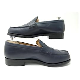 JM Weston-JM WESTON LOAFERS 180 7D 41 LOAFERS SHOES NAVY BLUE LEATHER-Navy blue