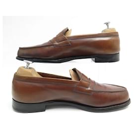 JM Weston-JM WESTON LOAFERS 180 9C 43 FINE BROWN LEATHER SHOES-Brown