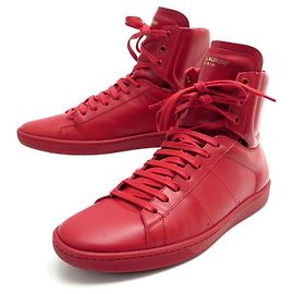 CHAUSSURES YVES SAINT LAURENT BASKETS SL/01H CUIR ROUGE 42 + BOITE SNEAKERS Rouge