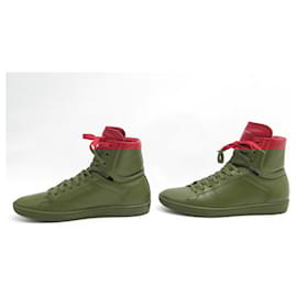 Yves Saint Laurent-YVES SAINT LAURENT BASKETS SL SHOES /01H RED LEATHER 42 + SNEAKERS BOX-Red