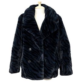 Zadig & Voltaire NEW ZADIG VOLTAIRE MILLER upperR WJCE COAT0602F L 42 FAKE FUR COAT Navy blue