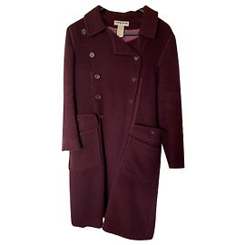 Abrigo Sonia Rykiel de lana rojo oscuro Burdeos