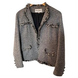 Autre Marque Graue Wolljacke mit Kragentaschen Grau