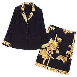 [Usagé] LEONARD floral setup suit dames veste jupe jersey Noir