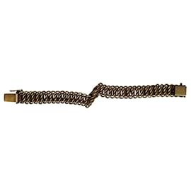 Autre Marque-Gold cross ribbon bracelet-Gold hardware