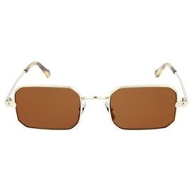 Brioni Rectangle Metal Sunglasses Golden Metallic