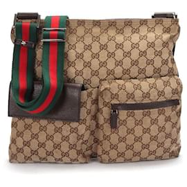 Gucci-Borsa a tracolla Gucci GG Canvas Sherry Line-Marrone