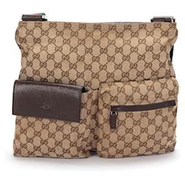 Gucci-Gucci GG Canvas Sherry Line Shoulder Bag-Brown
