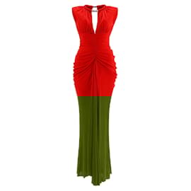 Alexander Mcqueen-Embellished Gathered Gown-Red