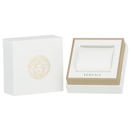 Versace-V-Circle Lady Leather Watch-Golden,Metallic