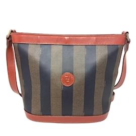 Fendi-Sac bandoulière Fendi Pequin marron-Marron,Noir,Marron clair