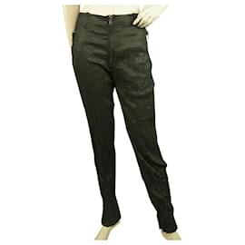 Balenciaga-Pantalones con cierre de cremallera expuesta de tela arrugada negra de Balenciaga Paris Pantalones 38-Negro