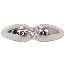 Tiffany & Co-[Usado] Tiffany & Co. Tiffany Pt950 anillo en forma de lágrima con forro 1Varilla de calibre de diamante P No. 11 fuerte-Plata