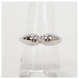 Tiffany & Co-[Usado] Tiffany & Co. Tiffany Pt950 anillo en forma de lágrima con forro 1Varilla de calibre de diamante P No. 11 fuerte-Plata