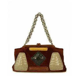Bottega Veneta Bolso con asa de cadena Intrecciato de terciopelo burdeos de edición limitada Multicolor