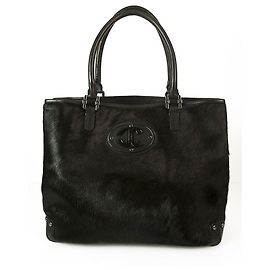 Borsa a tracolla tote shopper in pelle e cavallino nero Just Cavalli Nero