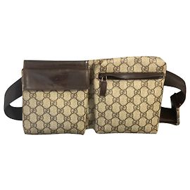 Gucci diamond covered canvas bum bag Brown