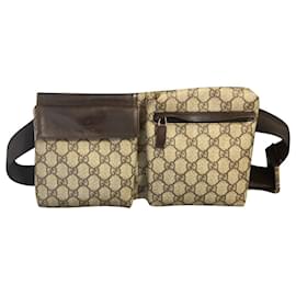 Gucci-bolsa de lona com cobertura de diamante-Marrom