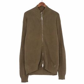 Ermenegildo Zegna [Usado] Zegna SPORTS Tops de algodão com zíper em malha Caqui