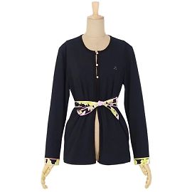 [Gebraucht] Leonard LEONARD SPORT Langarm-Cardigan-Jersey-Blumengürtel mit Strass 38 schwarze Oberteile Schwarz