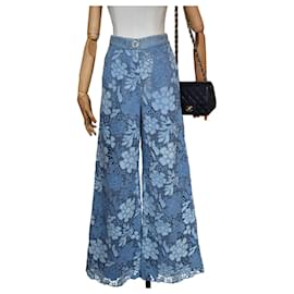 Chanel-2019 Pantalones vaqueros / pantalones de encaje de pasarela-Azul